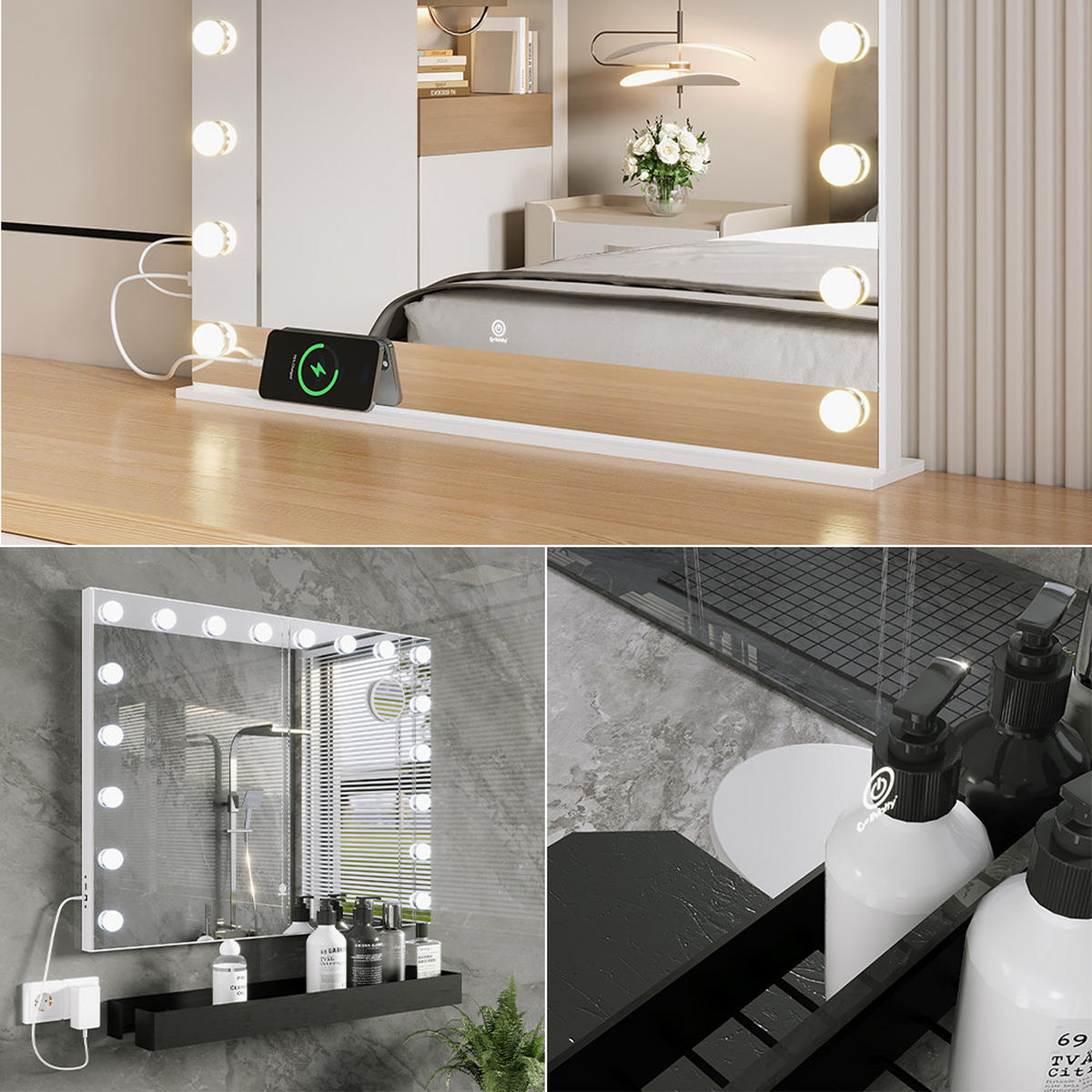 ZRCADLO NA TOALETNÍM STOLKU Greta Bílá - bílá, sklo (80/61/10cm) - Vicco