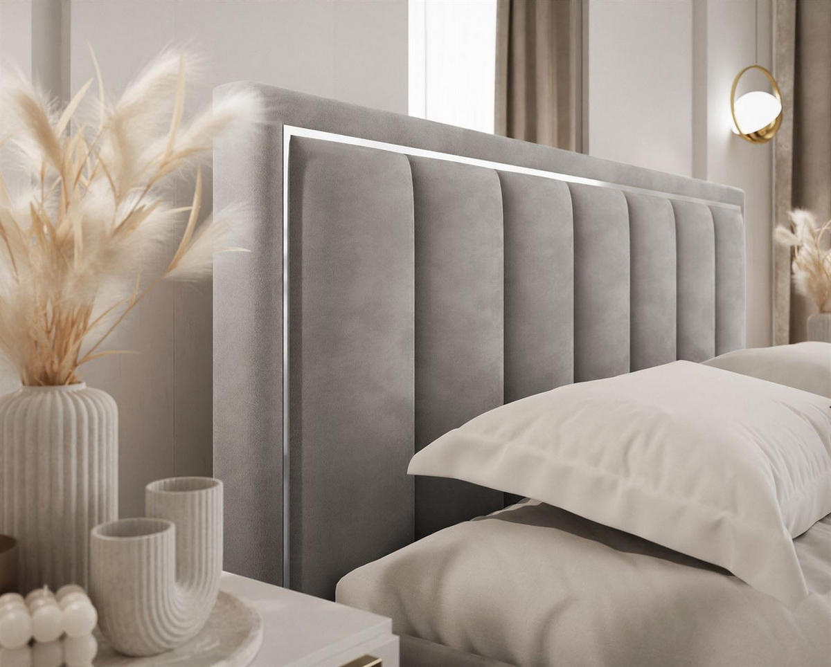POLSTERBETT AURELIA SILVER mit Stauraum und Metallrahmen 160x200 Jasmine 90 - Dunkelgrau, Textil (160/200cm) - Lookway