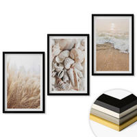 WANDBILDER 3er-Set - 40x60 cm Schwarzer Rahmen - Strandmotive, Muscheln, Wellen - Schwarz, Kunststoff (40/60cm) - ArtPrintCave
