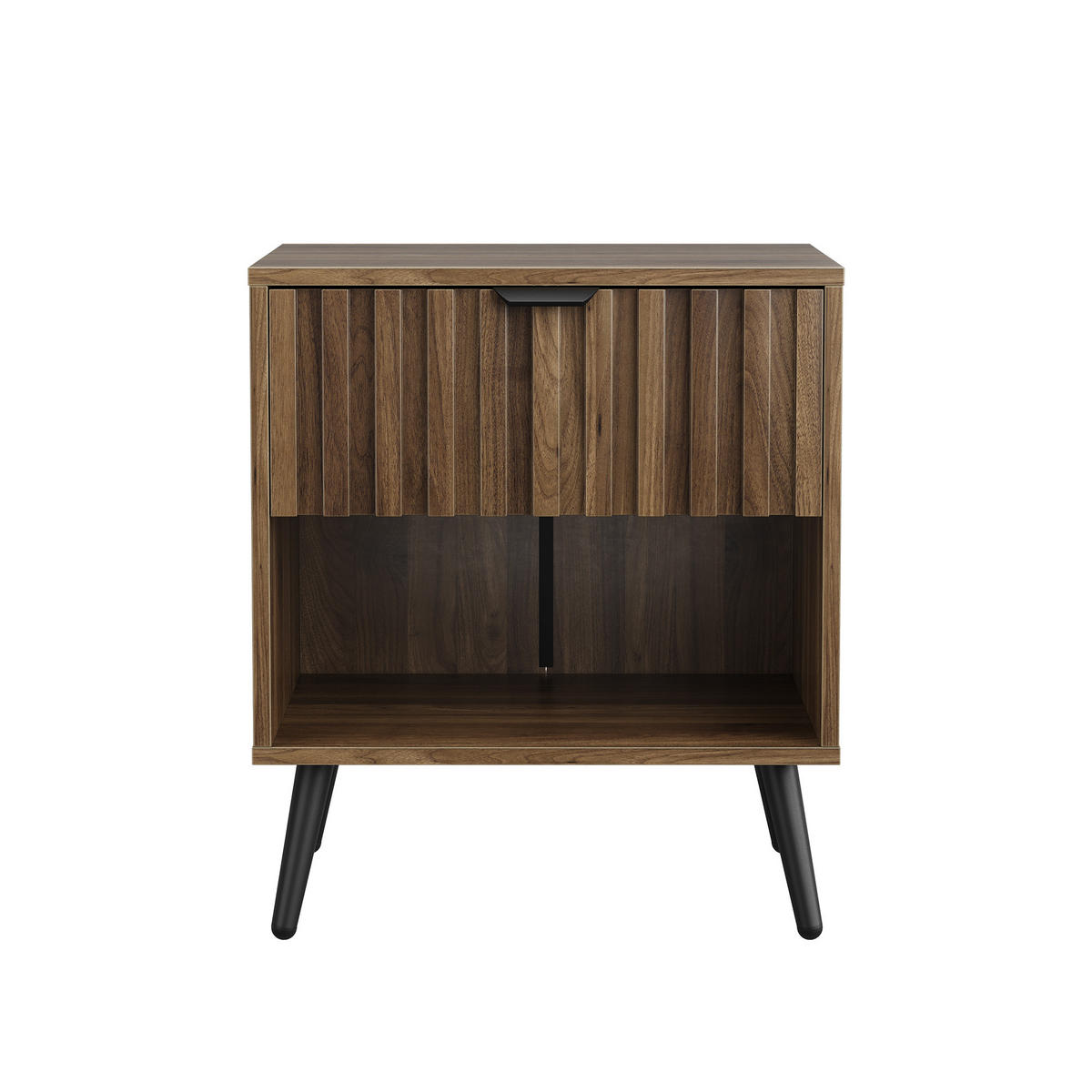 NACHTTISCH aus MDF 45x40x53 cm Walnuss mit Schublade und offenem Fach, modernes Design - Walnussfarben, Holzwerkstoff (45/53/40cm) - Modfu
