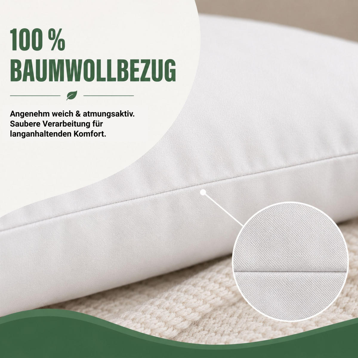 KOPFKISSEN Tierwohl Downpass Federn 80x80 cm - Weiß, Textil (80/80cm) - Bestlivings