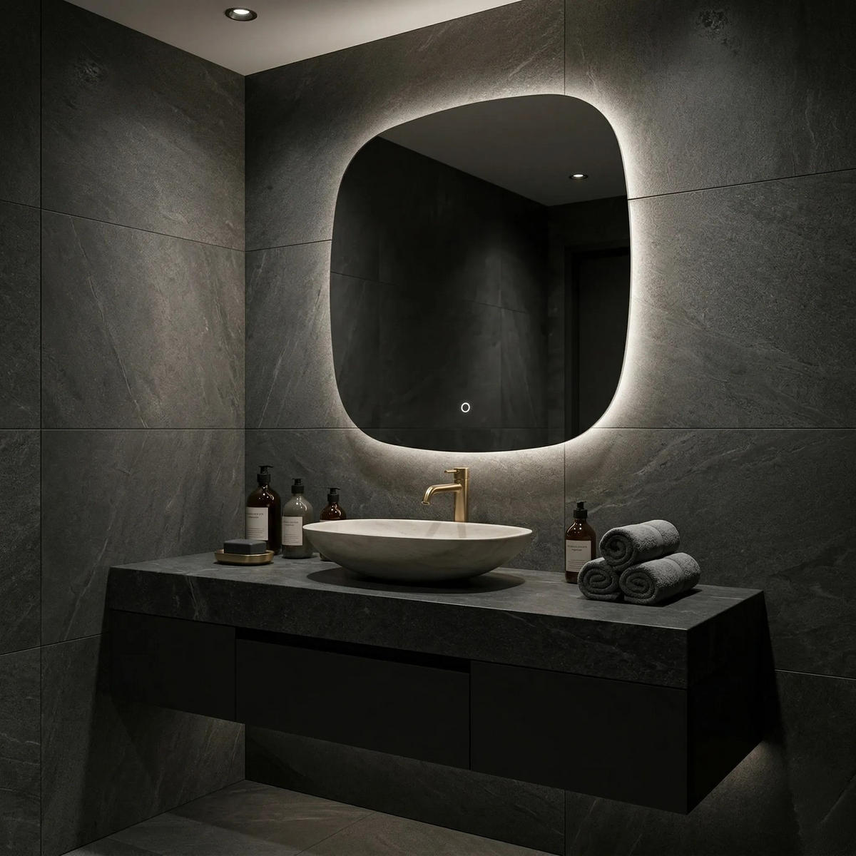SPIEGEL Rea Led 70x70cm Top - Transparent, Glas (70/2/70cm) - REA