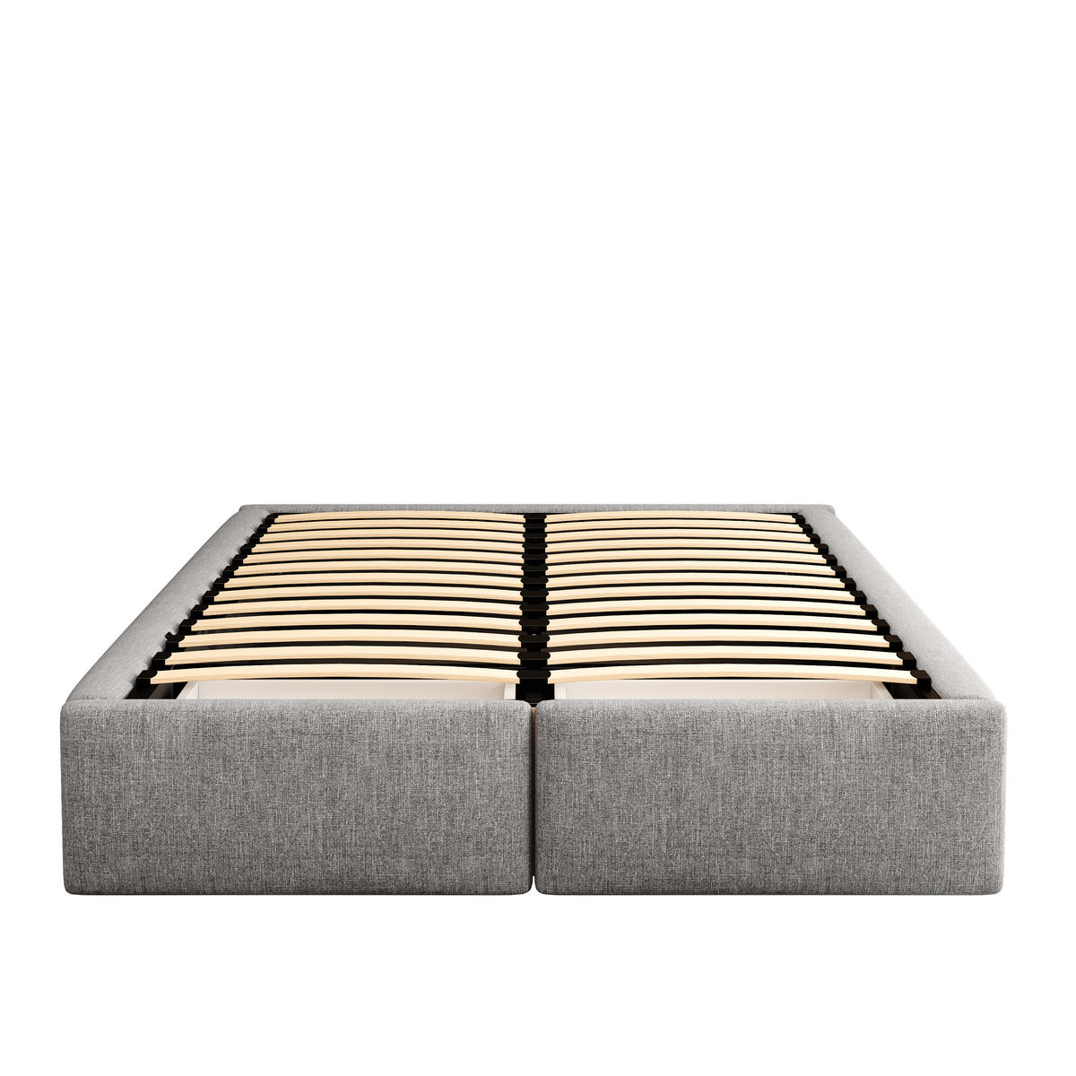 POLSTERBETT 140/200 cm grau mit hydraulischer Lagerung und 2 Schubladen - Grau, Textil (140/200cm) - OKWISH