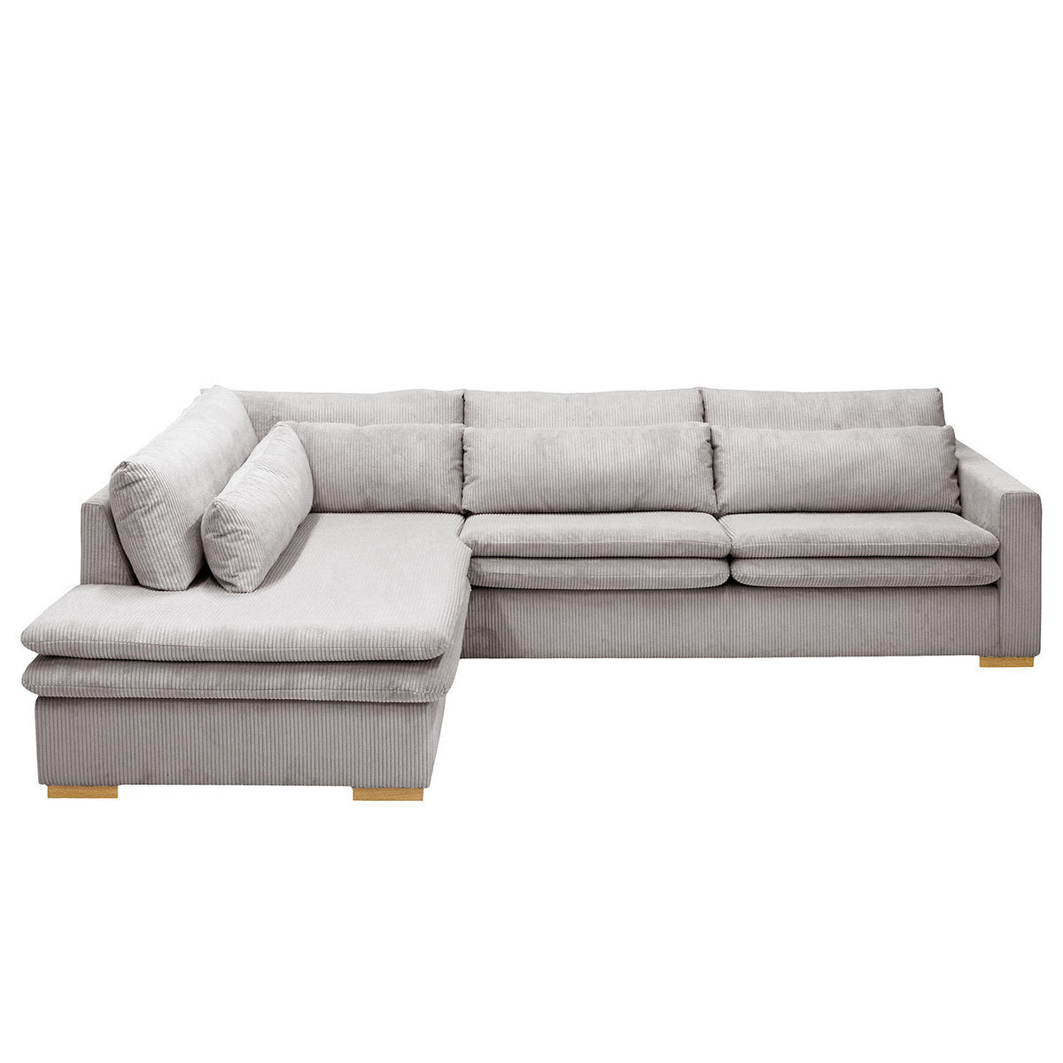 ECKSOFA mit Ottomane - Hellgrau, Textil (299/216cm) - home24