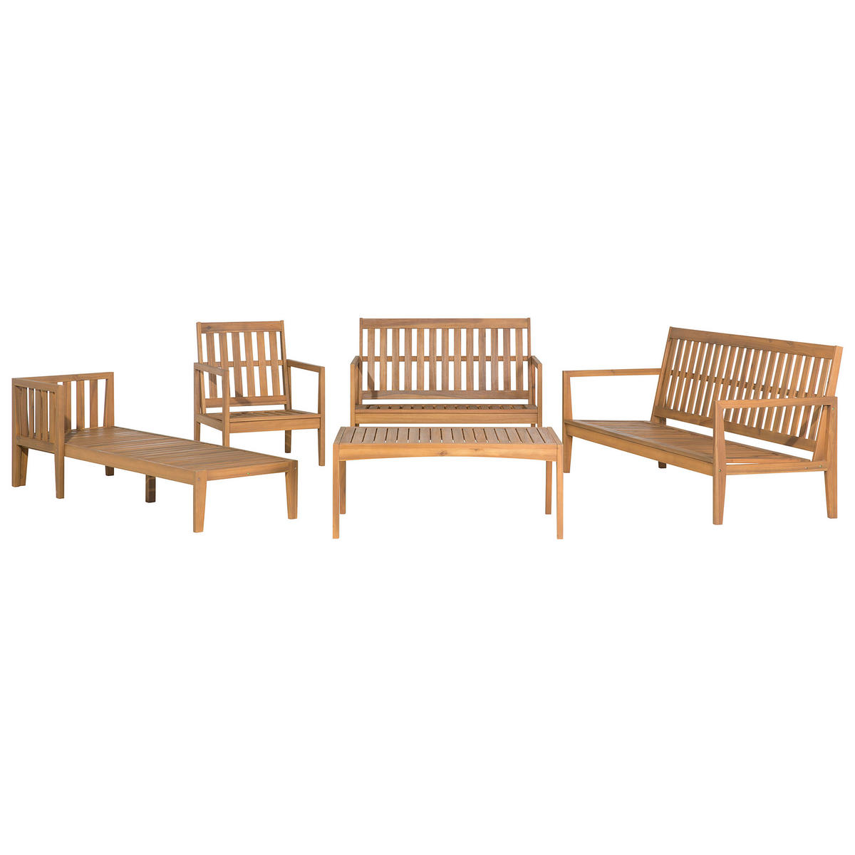 GARTEN-LOUNGE-SET 7-Sitzer zertifiziertes Holz hellgrau Auflagen grau Pataja - Hellgrau, Holz - Beliani