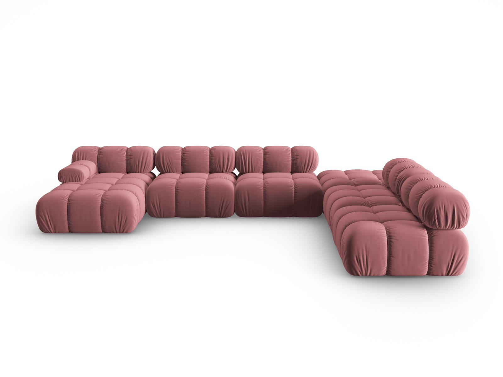 MODULARES-PANORAMASOFA rechts Bellis aus Samt rosa 7 Sitzplätze - Pink, Textil (282/63/379cm) - Micadoni