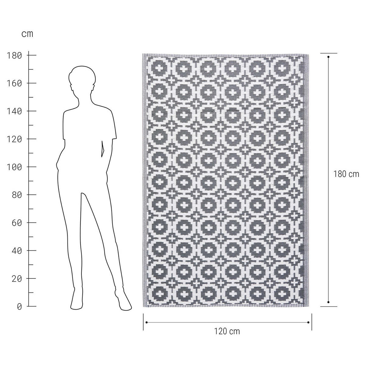 IN-/OUTDOORTEPPICH Colour Clash - Weiß/Grau, Kunststoff (118/180cm) - Butlers