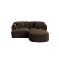 MODULARES-ECKSOFA rechts Campi aus Samt Schokolade 3 Sitzplätze - Dunkelbraun, Textil (156/180cm) - Cosmopolitan Design