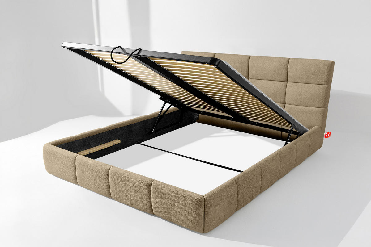 POLSTERBETT ALTOS Bouclé, gelb - Gelb, Holz/Holzwerkstoff (180/200cm) - KONSIMO®