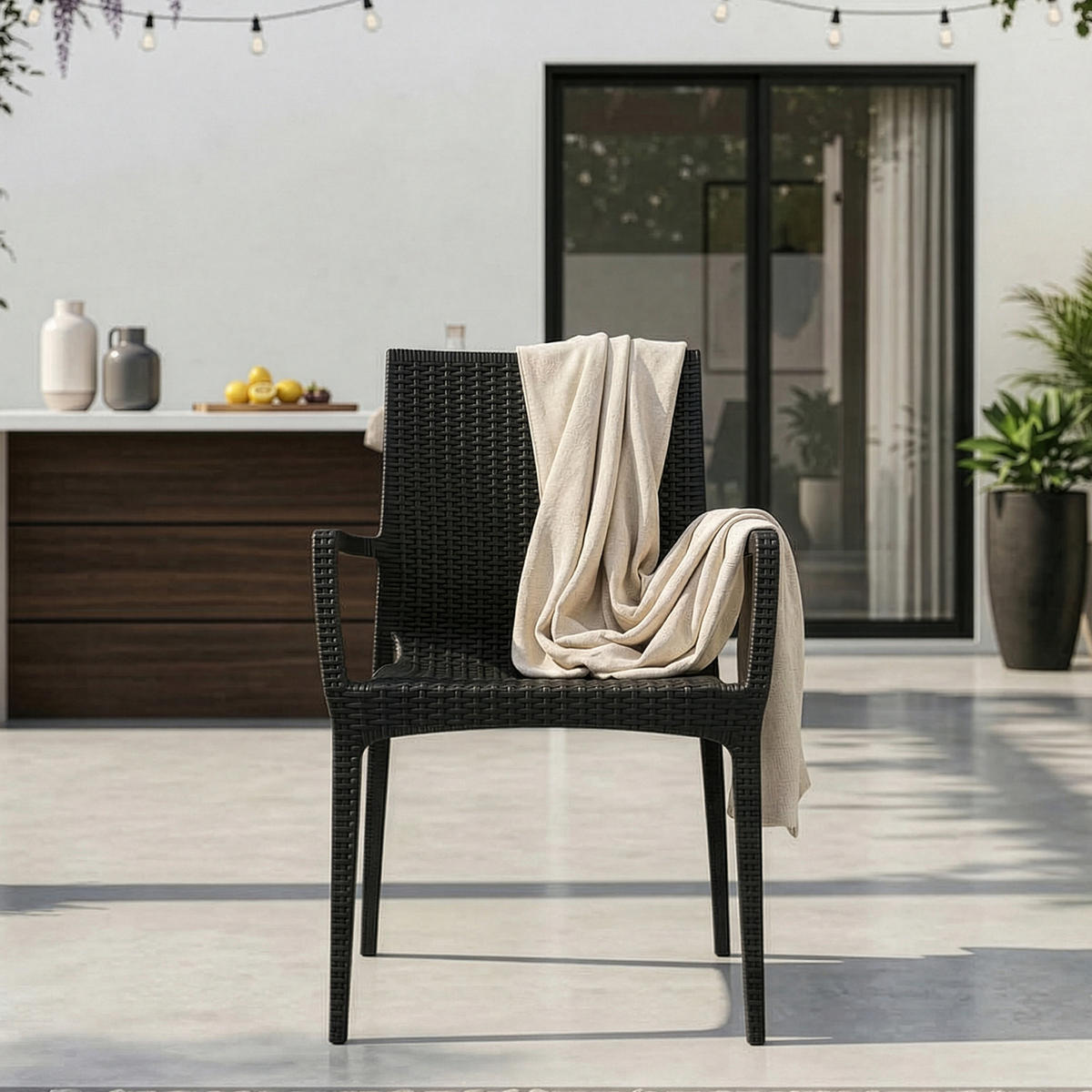 GARTENSTUHL ETULI 4-tlg, Anthrazit - Anthrazit, Kunststoff (56/88/50cm) - KONSIMO®