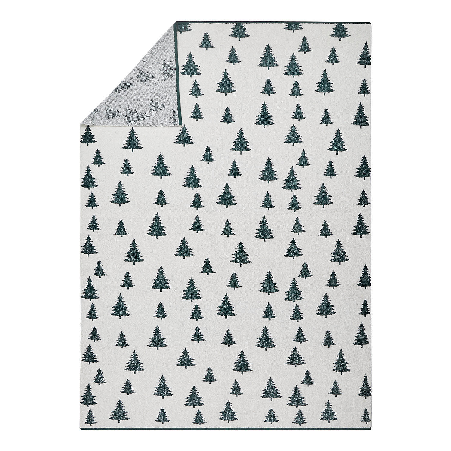 DECKE Trees - Dunkelgrün, Textil (150/200cm) - BUTLERS