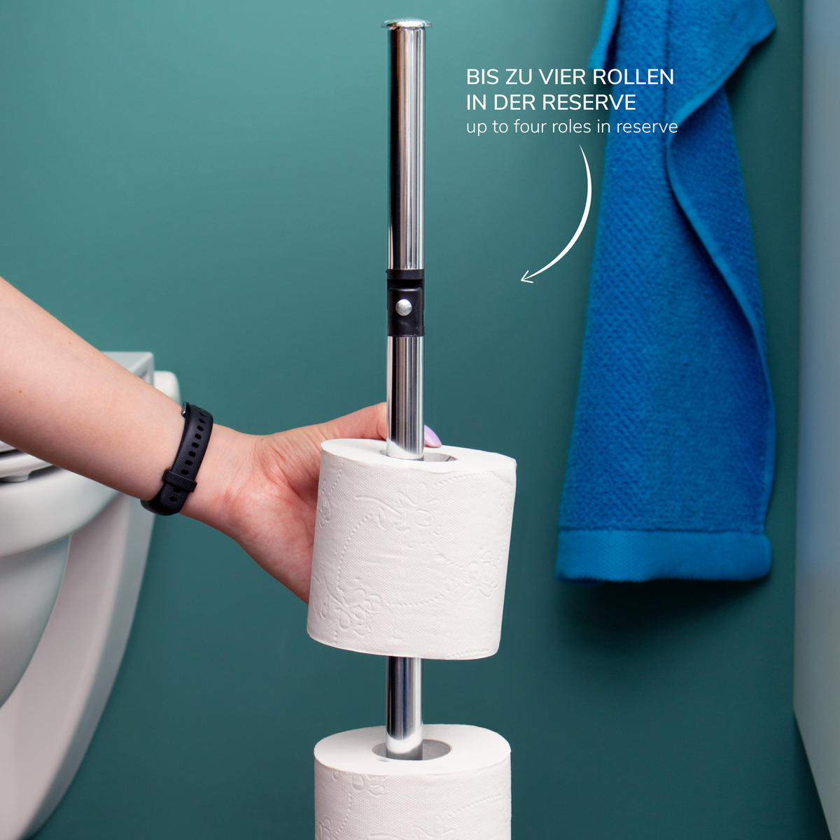 STAND-WC-ROLLENHALTER, silber - Chromfarben, Metall (19/55/19cm) - bremermann