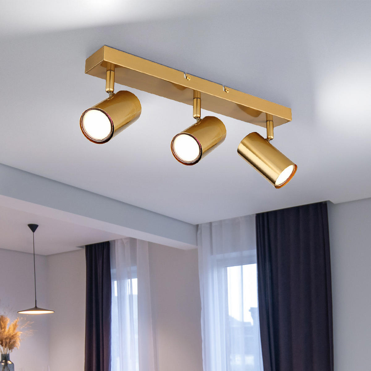 DECKENLEUCHTE Metall Gold 3 Flammig - Goldfarben, Metall (41/6/13cm) - Globo Lighting