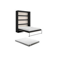 SCHRANKBETT - 2 Personen - holz - schwarz, beige Rapili - Beige/Schwarz, Holz/Metall (160/200cm) - Vente-Unique
