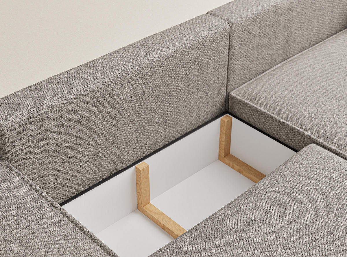 ECKSOFA MIT SCHLAFFUNKTION Zaya Seidengrau Webstoff - Beige/Schwarz, Holz/Holzwerkstoff (255/148cm) - Maison de Reve
