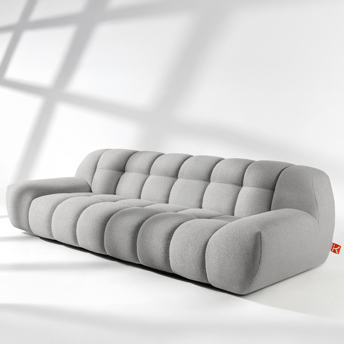 EINZELSOFA VENA Bouclé, Hellgrau - Hellgrau, Holz/Textil (254/72/105cm) - KONSIMO®