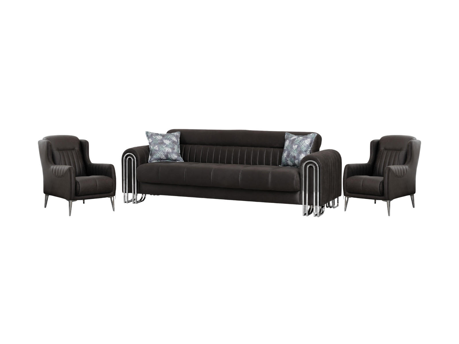 SITZGARNITUR Multan, Anthrazit Stellvariante 2+1+1 - Anthrazit, Holzwerkstoff/Metall (178/85/95cm)