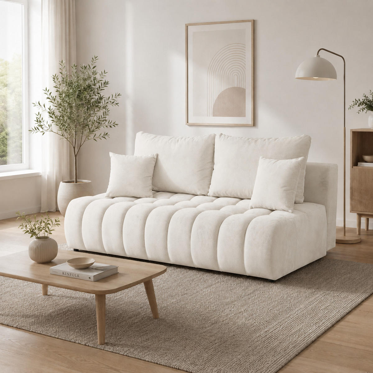 SOFA 200 cm in Weiß - Weiß, Textil (200/92/115cm) - Home Collective