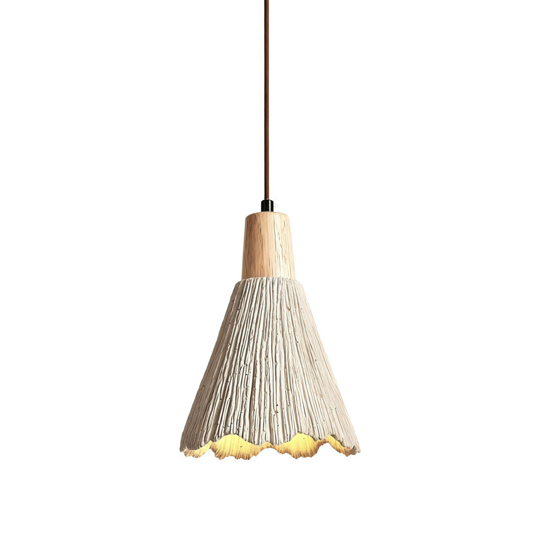 PENDELLEUCHTE Beton & Holz, Wabi Sabi 21CM - Gelb, Naturmaterialien (16/16/21cm) - Authentics