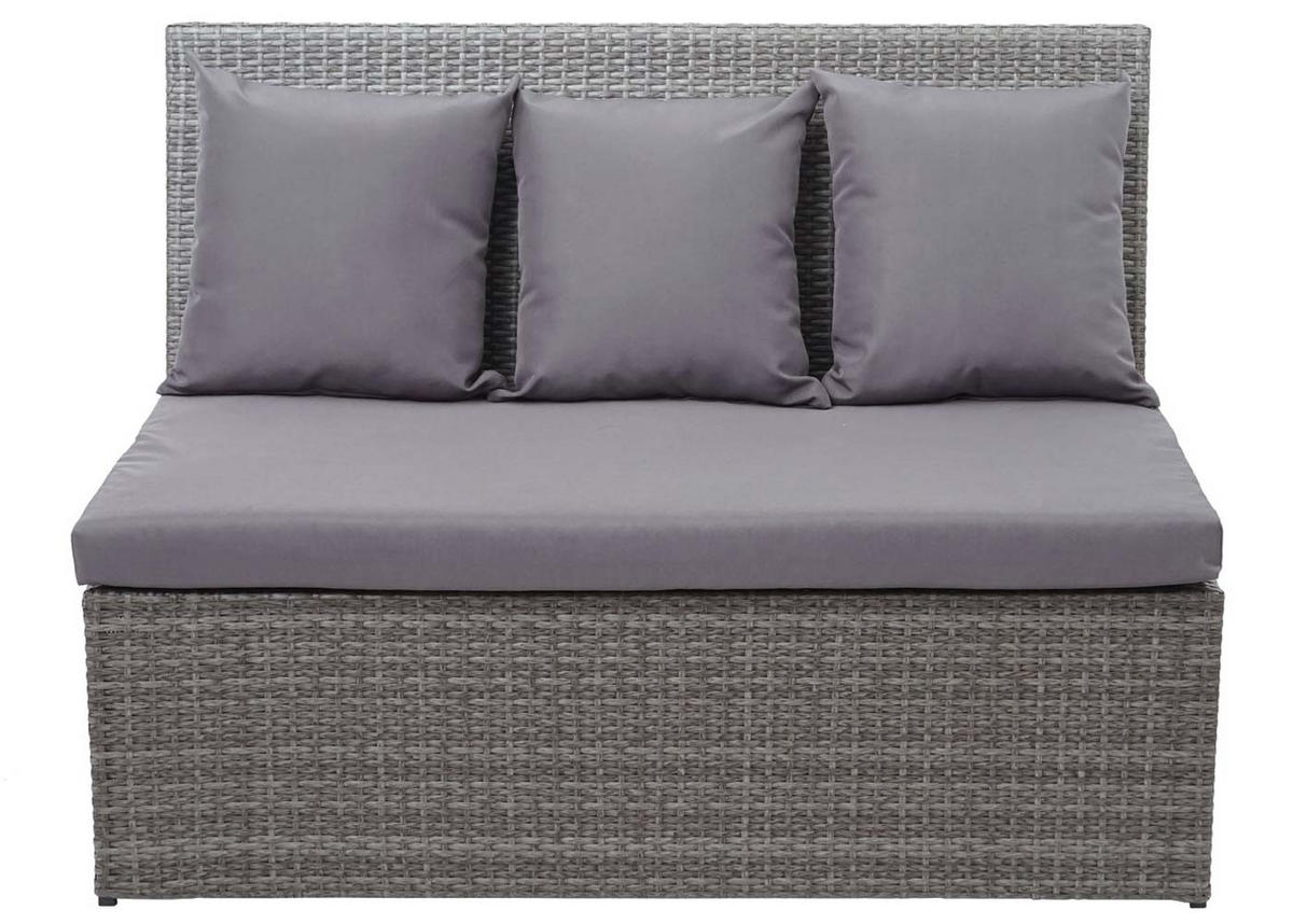POLY-RATTAN 2ER SOFA Grau, Anthrazit - Grau, Kunststoff (119/85/69cm) - MCW