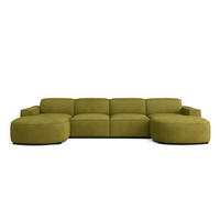 ECKSOFA Cursal Round U-Form, Stoff Salvador, Olive - Olivgrün, Holz (364/166cm) - Kaiser Möbel