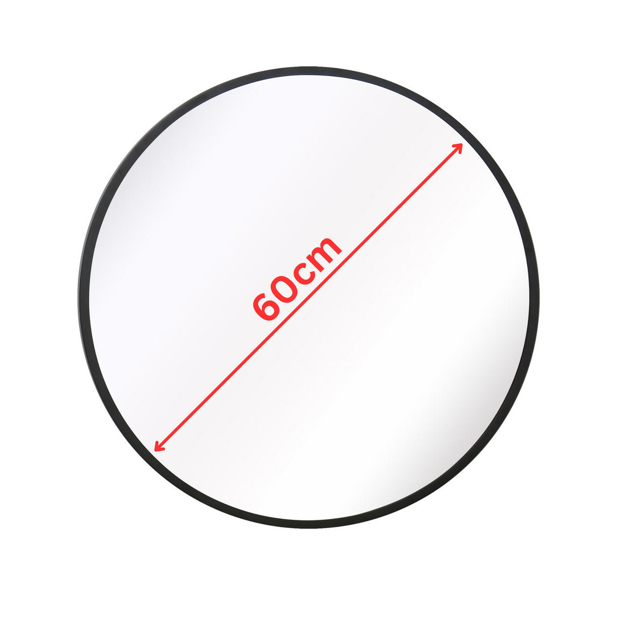 SPIEGEL RUND 60cm Durchmesser - Schwarz, Glas/Metall (60/60/1.5cm) - Albatros