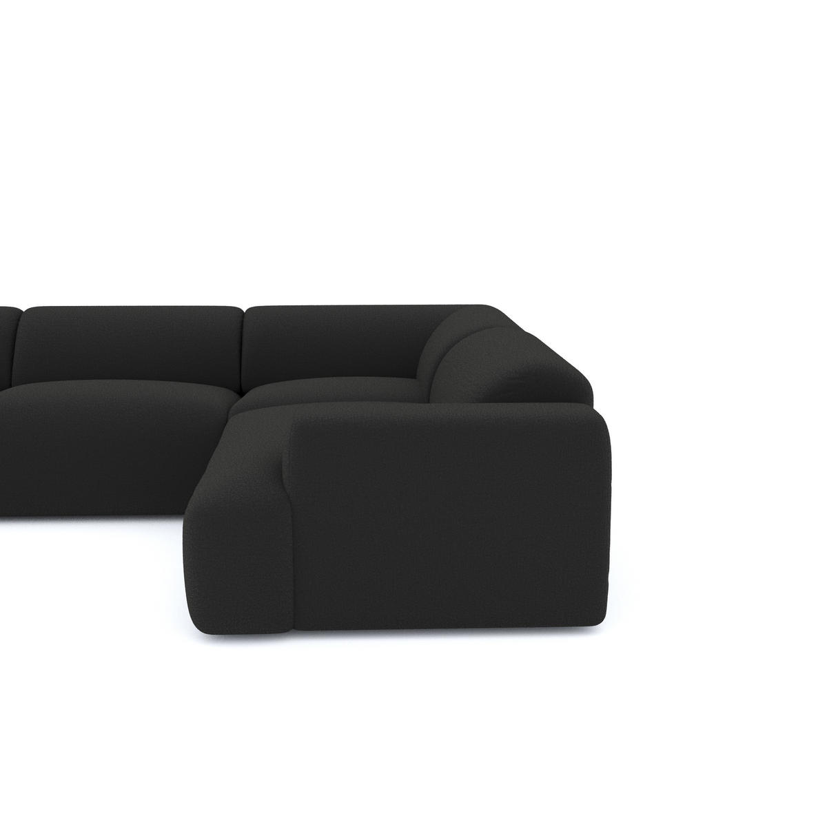 WOHNLANDSCHAFT Bouclé-Stoff Schwarz 354cm - Anthrazit, Textil (354/164cm) - Sia Home