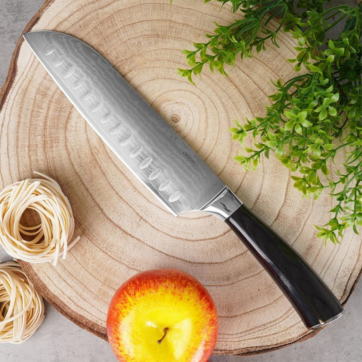 SANTOKU-MESSER DAMASKUS Schwarz Silber - Schwarz, Metall (31cm) - Orion 