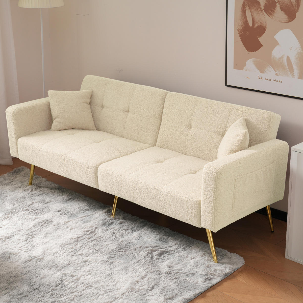 SCHLAFSOFA mit Bettfunktion 175 x 64 x 72 cm Beige - Beige, Kunststoff (175/72/64cm) - Meubliv