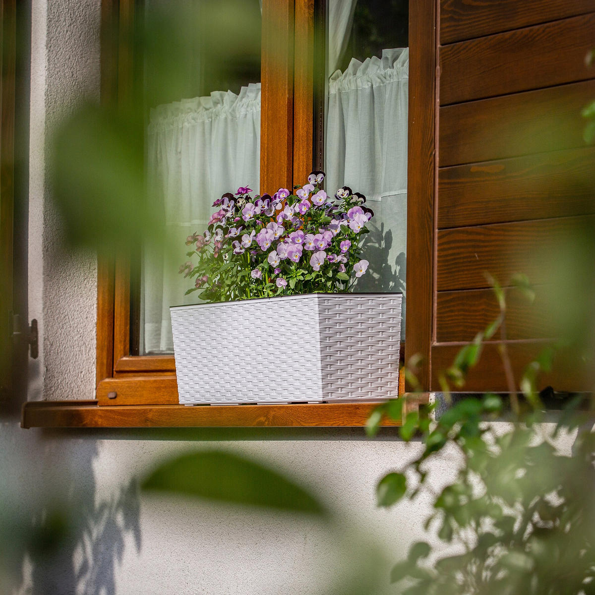 BLUMENKASTEN mit Einsatz 56 cm, Weiß - Weiß, Kunststoff - KADAX