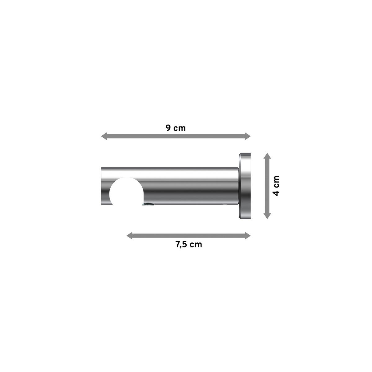 TRÄGER FÜR GARDINENSTANGEN 20 mm Ø, Platon 1-läufig, Chrom - Chromfarben, Metall (9/4/4cm) - INTERDECO