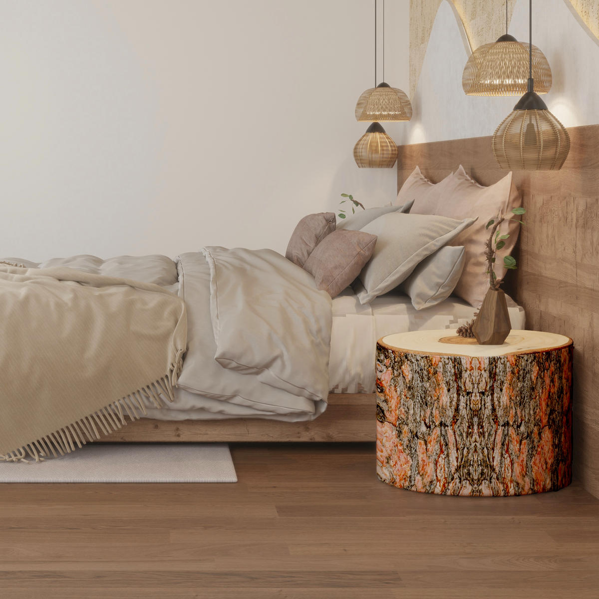 POUF Baummuster 1 Stück Braun - Braun, Textil (48/40.6/60.9cm) - Vercart