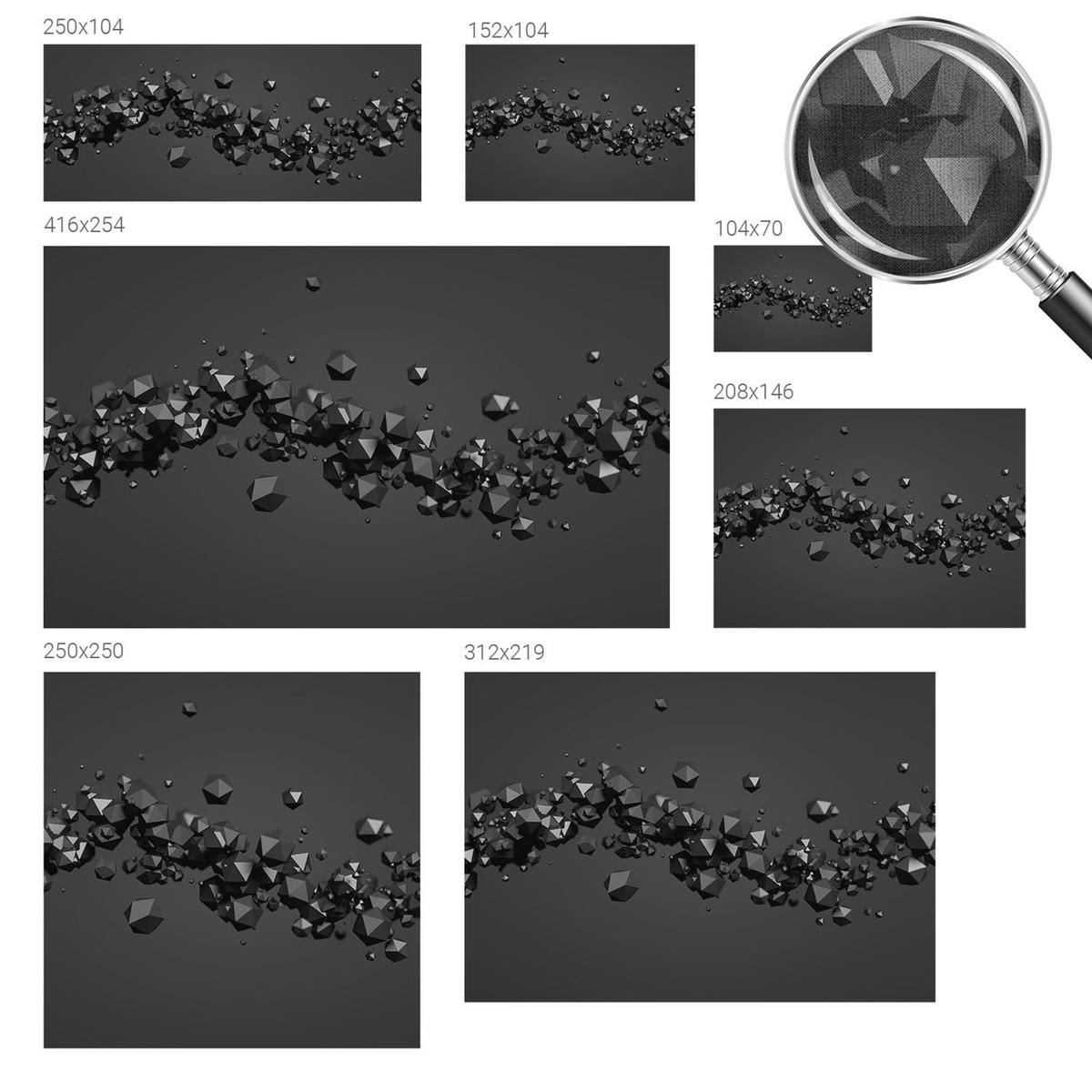 FOTOTAPETE 104x70 cm - Schwarze Klumpen - Weiß, Textil (104/70cm) - Wallfluent