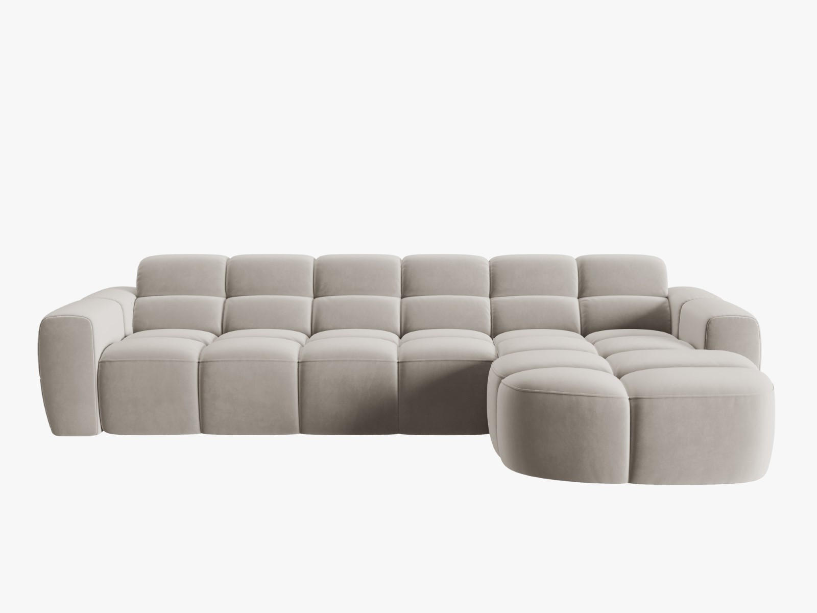ECKSOFA rechts Lisa aus Samt leichtes beige 4 Sitzplätze - Creme, Textil (170/310cm) - Micadoni