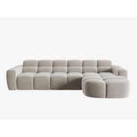 ECKSOFA rechts Lisa aus Samt leichtes beige 4 Sitzplätze - Creme, Textil (170/310cm) - Micadoni