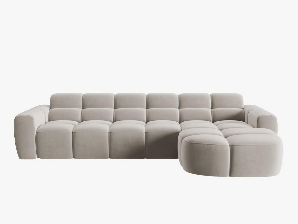ECKSOFA rechts Lisa aus Samt leichtes beige 4 Sitzplätze - Creme, Textil (170/310cm) - Micadoni