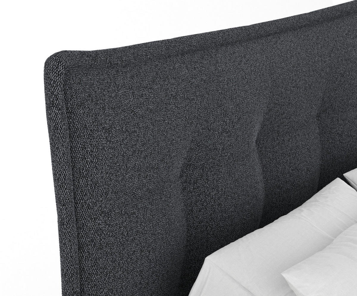 BOXSPRINGBETT Minori Schwarz 200/200 cm mit Latex-Topper - Silberfarben/Schwarz, Holz/Holzwerkstoff (200/200cm) - Maison de Reve