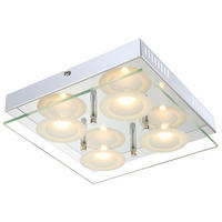 LED DECKENLEUCHTE Metall Glas Silber - Silberfarben, Glas (25/25/6.5cm) - Globo Lighting