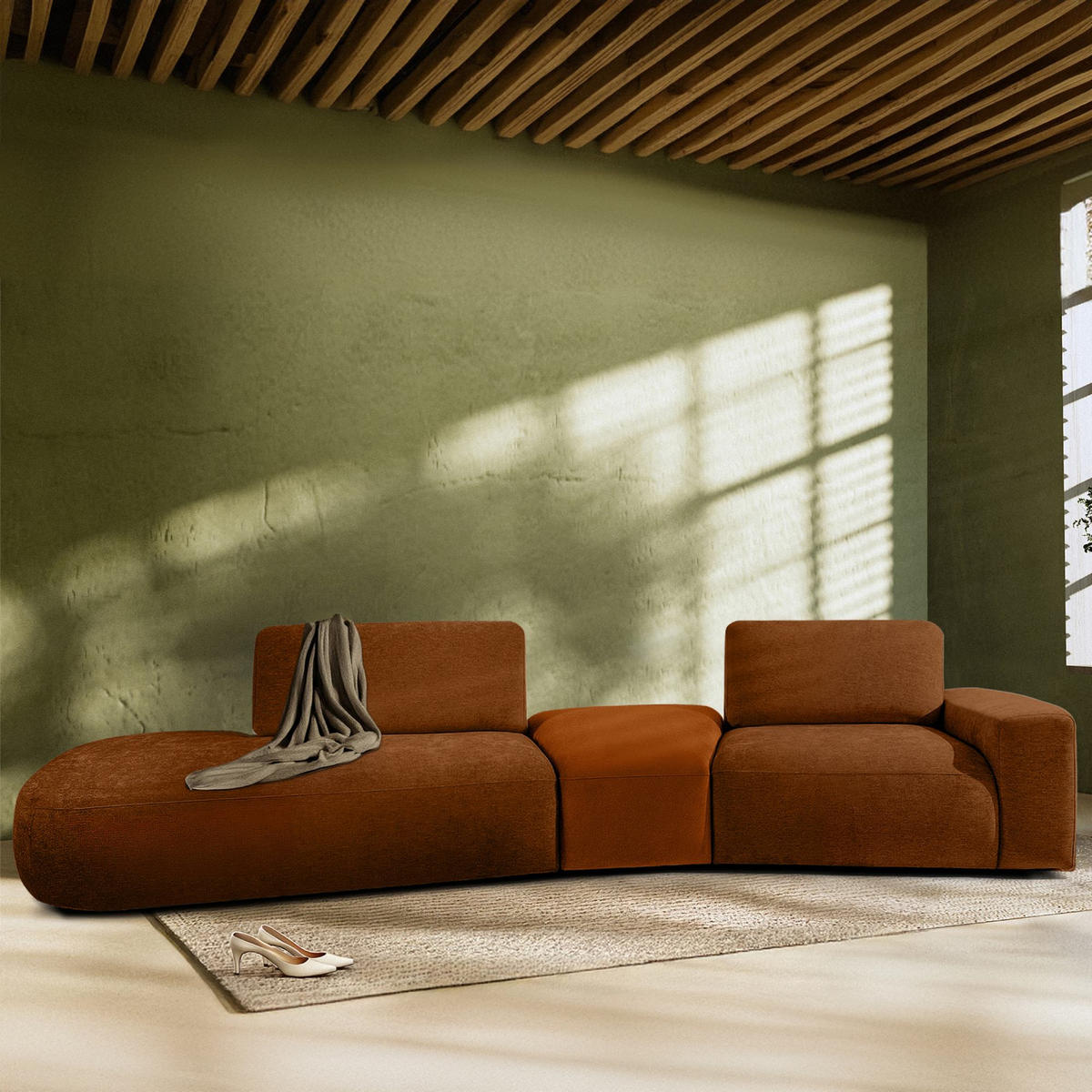 4-SITZER ECKSOFA ZUCCO Chenille links, Kupfer - Kupferfarben, Textil (350/84/105cm) - KONSIMO®
