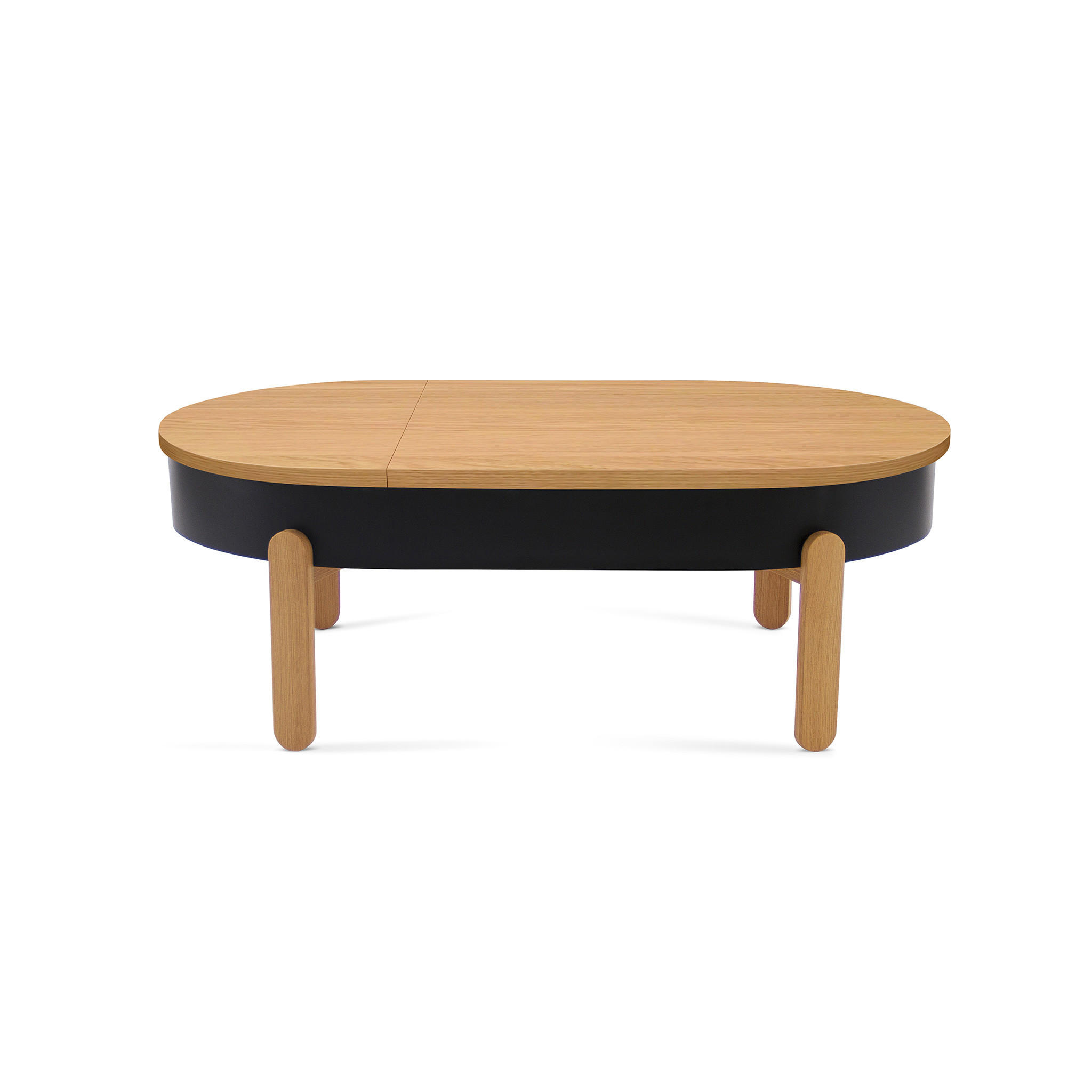 COUCHTISCH Batea L - Eichefarben/Schwarz, Holz (60/100/35cm) - Woodendot