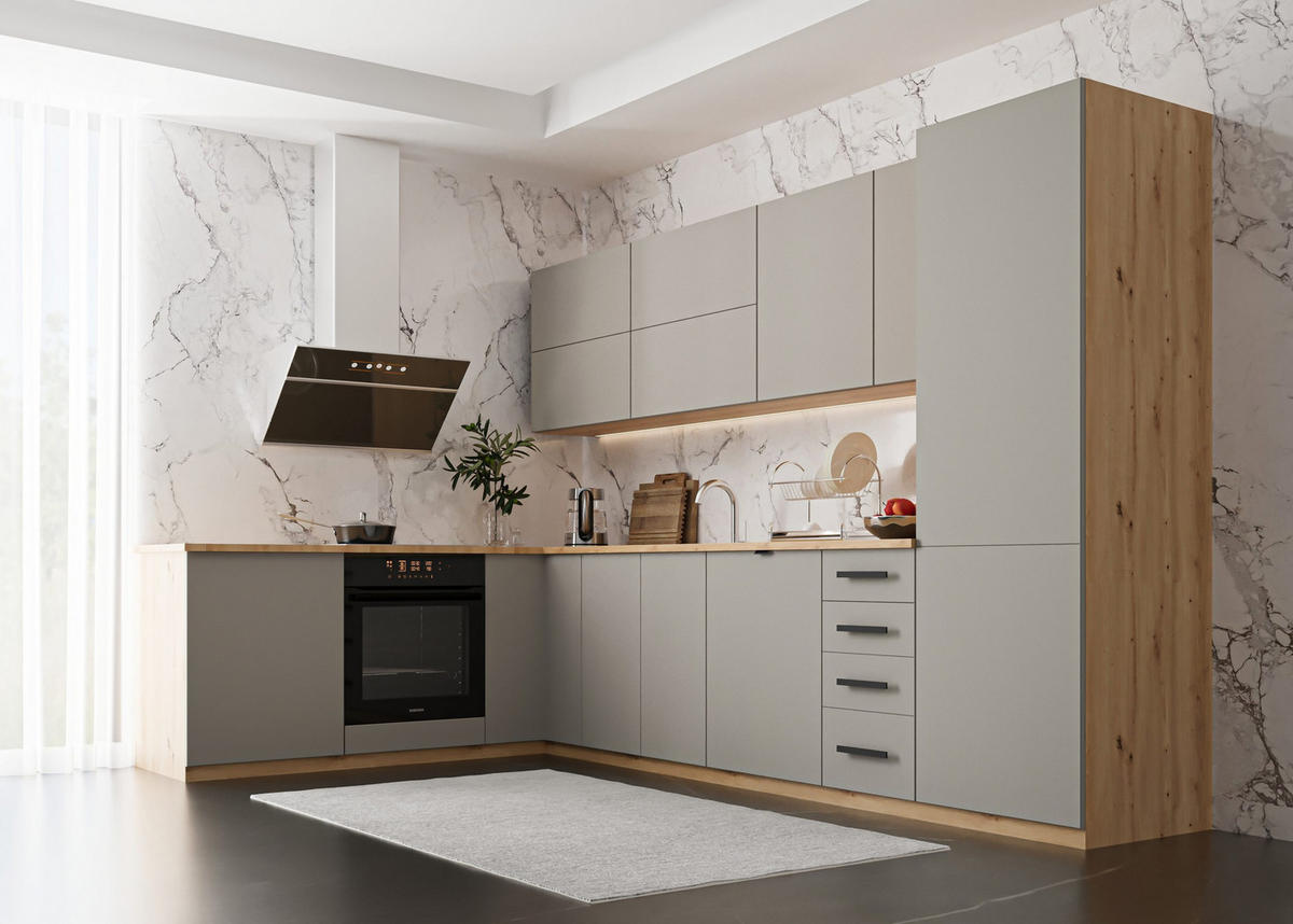 WINKELKÜCHE 330 x 210 cm Aspen K53-M330 - Beige, Holz (330/212/210cm)
