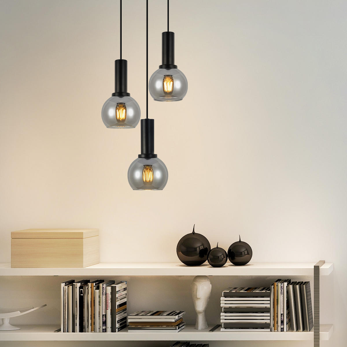 HÄNGELEUCHTE Vossq 22/13/145 cm - Schwarz, Metall (22/13/145cm) - ZMH