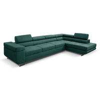ECKSOFA Marlene IV L-Form mit verstellbaren Kopfstützen Schlaffunktion Bettkasten 347 cm rechts grün - Grün, Kunststoff (202/347cm) - Margaret Hadas24