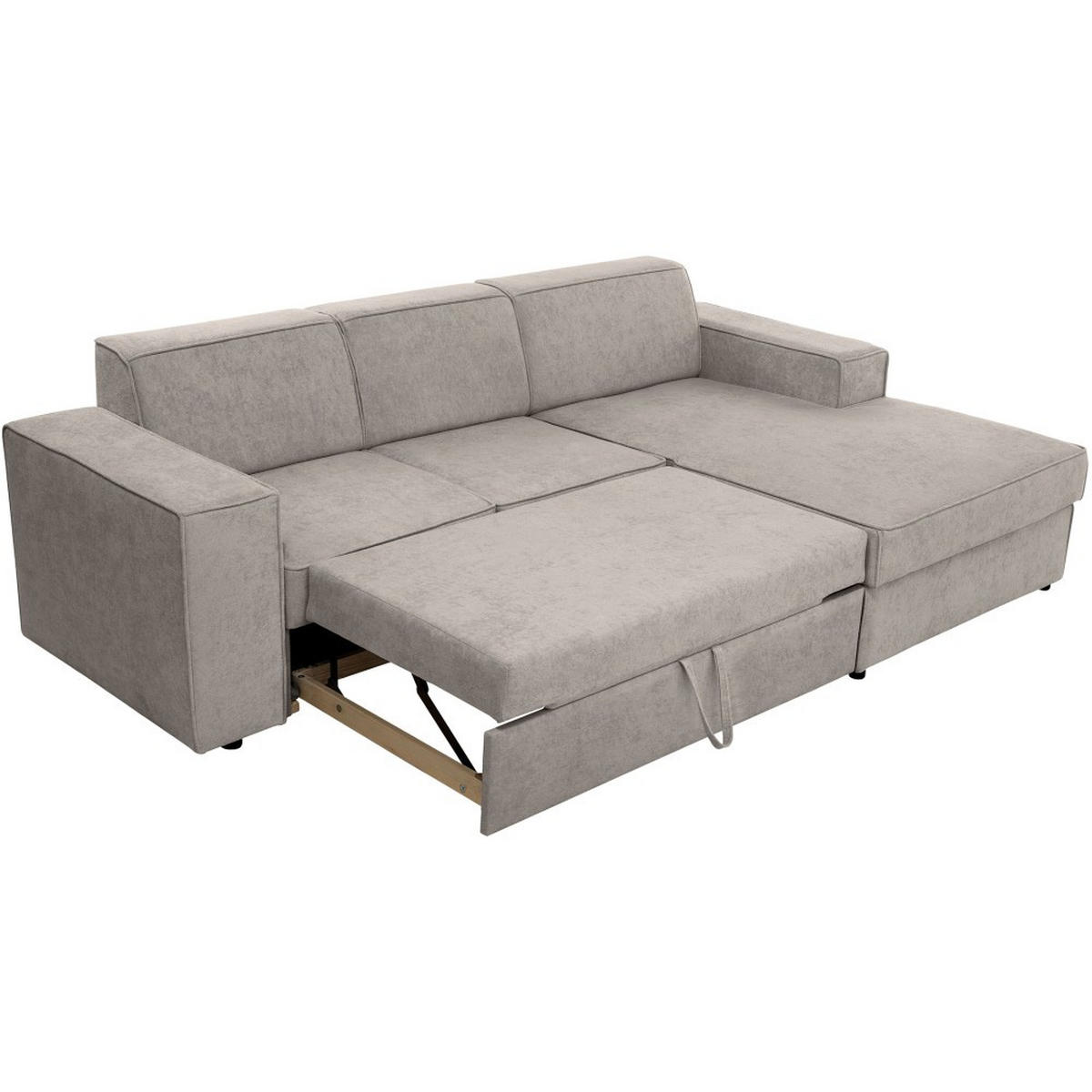 ECKSCHLAFSOFA mit Schlaffunktion Pedro L cappuccino rechts - Schwarz/Cappuccino, Kunststoff/Textil (267/160cm) - Beautysofa