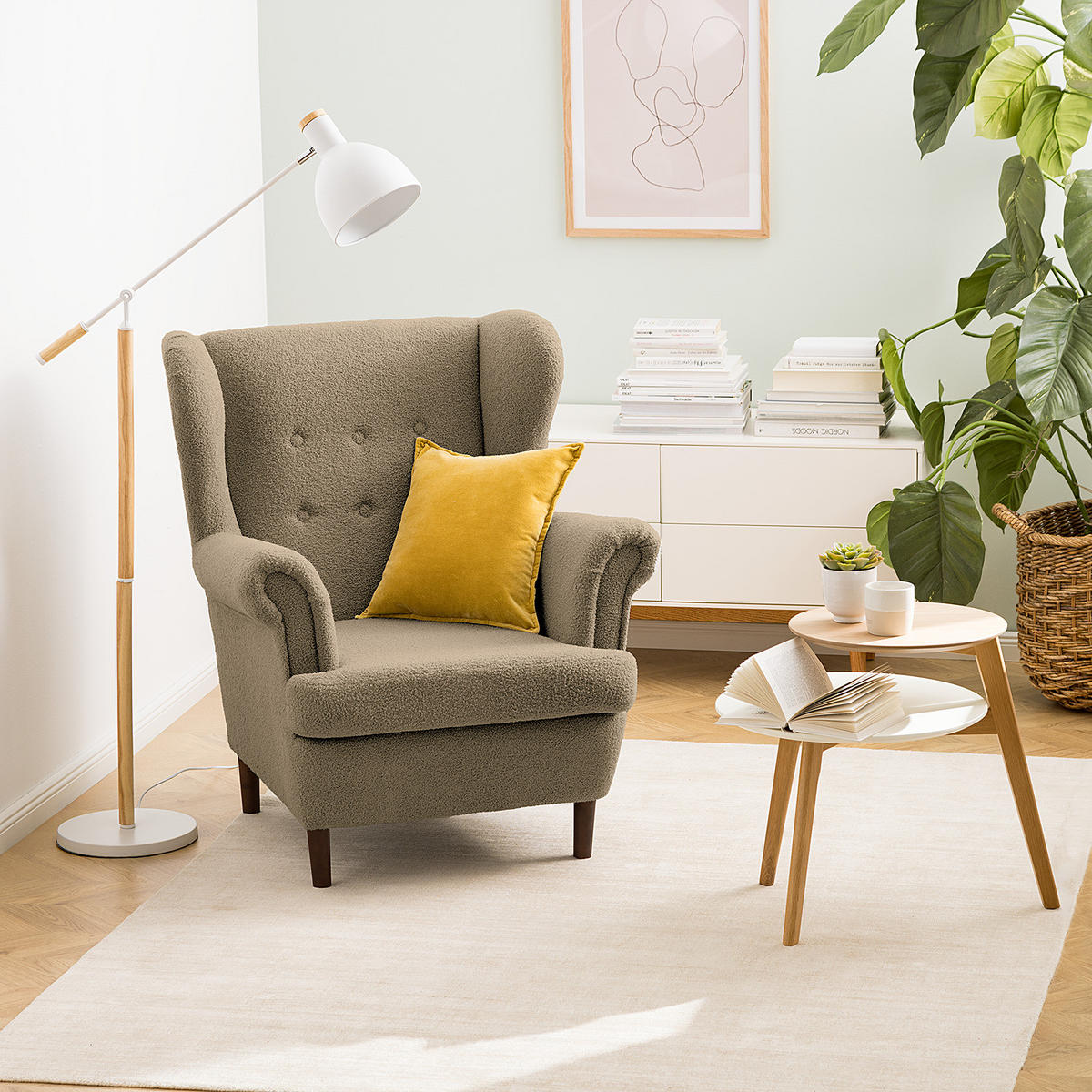 OHRENSESSEL - Dunkelbraun/Cappuccino, Textil (85/101/89cm) - home24