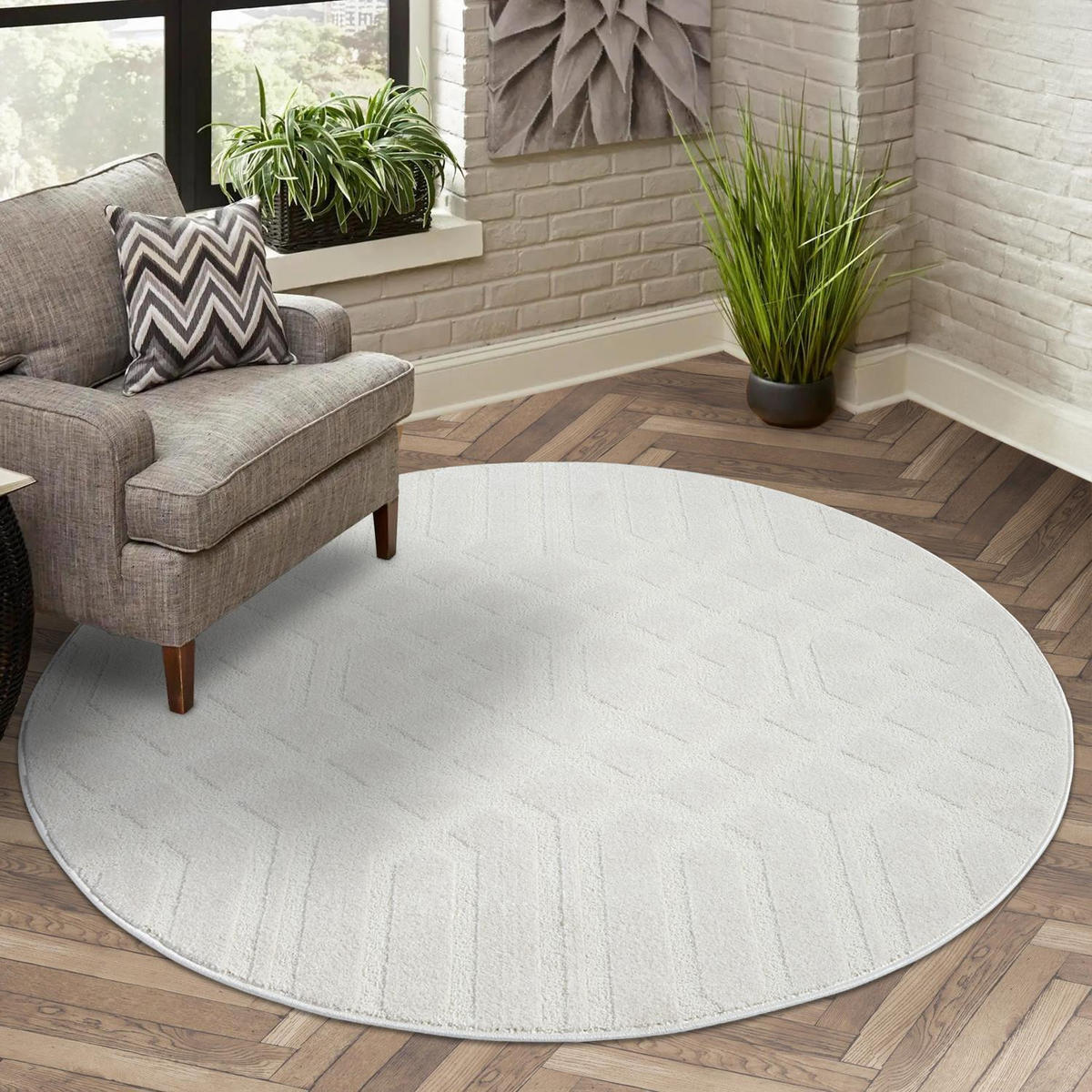 KURZFLOR-TEPPICH Flair 138 Creme 200x200 cm - Creme, Textil (200/200cm) - carpet city