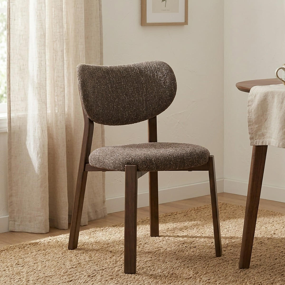 STÜHLE 2er-Set brauner Stoff und Beine in Nussbaumdekor 53/52/77 cm - Braun, Textil (52/77/59cm) - Calicosy