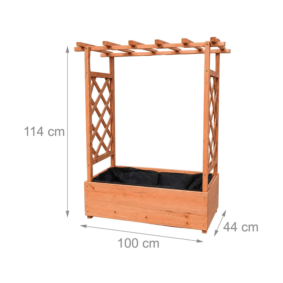 BLUMENKASTEN Orange Tannenholz mit Rankgitter - Orange, Holz (100/114/44cm) - Relaxdays