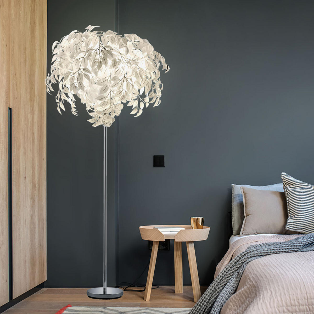 LED STEHLEUCHTE LEAVY Chrom Silber - Silberfarben, Metall (11.7/70/180cm)