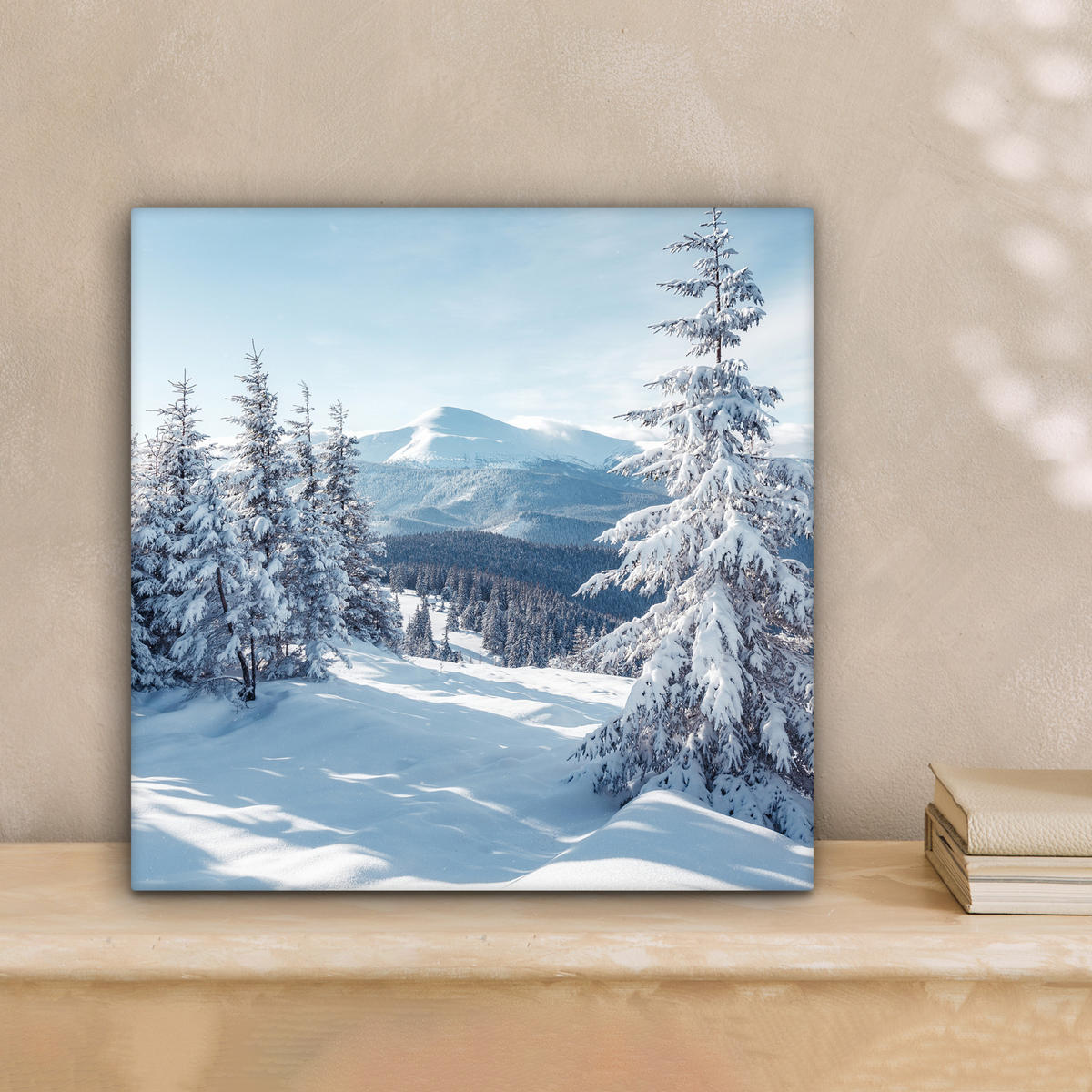 LEINWANDBILD Winterlandschaft - Natur - Berge - Bäume - Schnee 20x20 cm - Hellblau, Textil (20/20cm) - MuchoWow